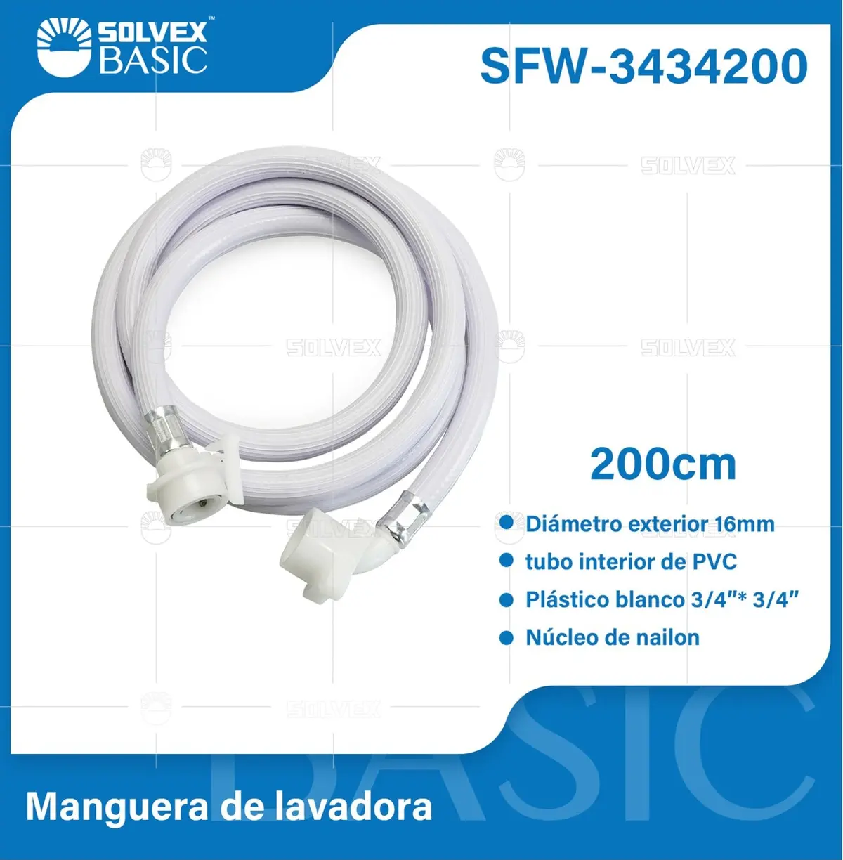 Mangueras De Abasto Para Lavadoras 3/4"X3/4". Tubos Pvc Reforzado. 3
