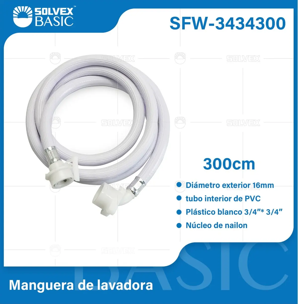 Mangueras De Abasto Para Lavadoras 3/4"X3/4". Tubos Pvc Reforzado. 3