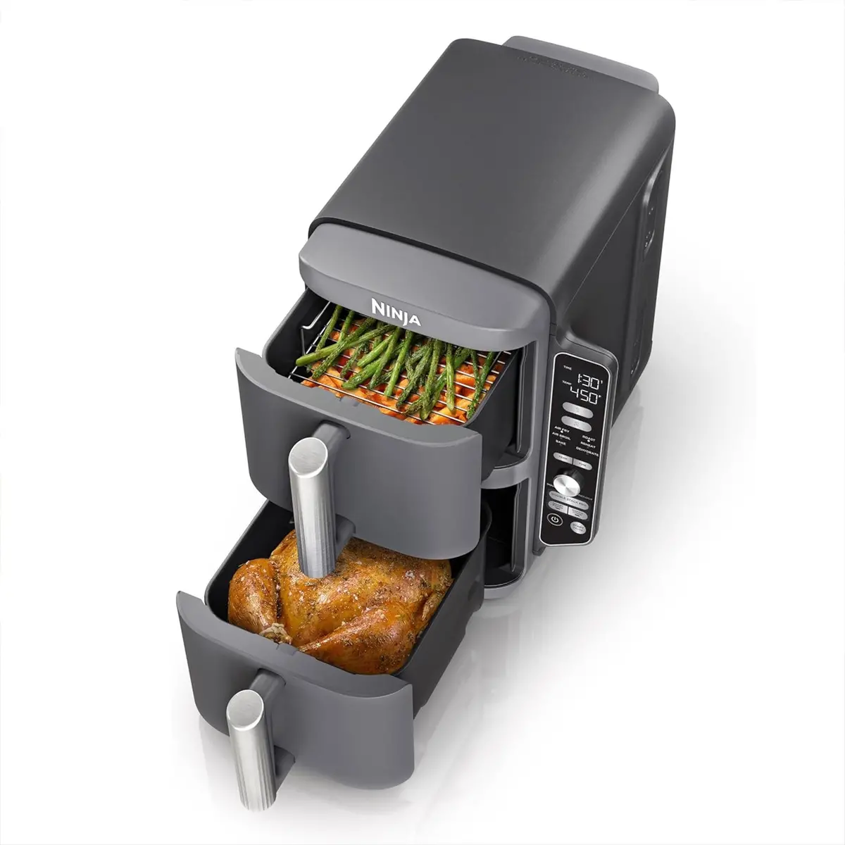 Freidora De Aire Xl, 6 En 1 Ninja Double Stack. Air Fryer Sl401 Doble De 9.5 Lt Antiadherente, Con Revestimiento De Cerámica. 1