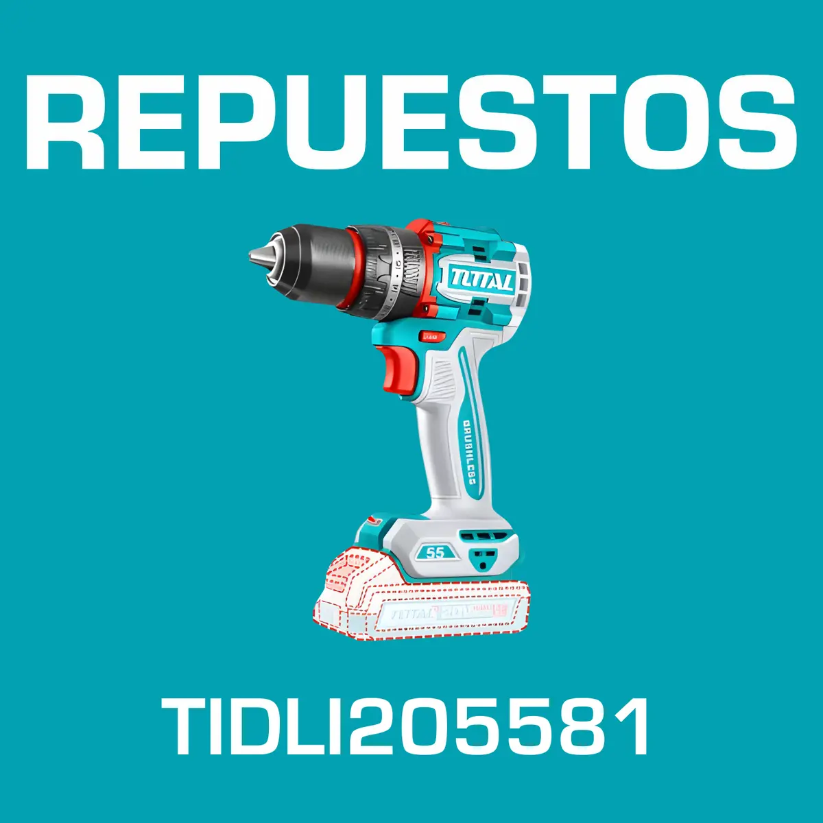 Repuestos De Taladro Inalámbrico De 1/2" 20V Función De Impacto. Motor Sin Escobillas Código Tidli205581 1