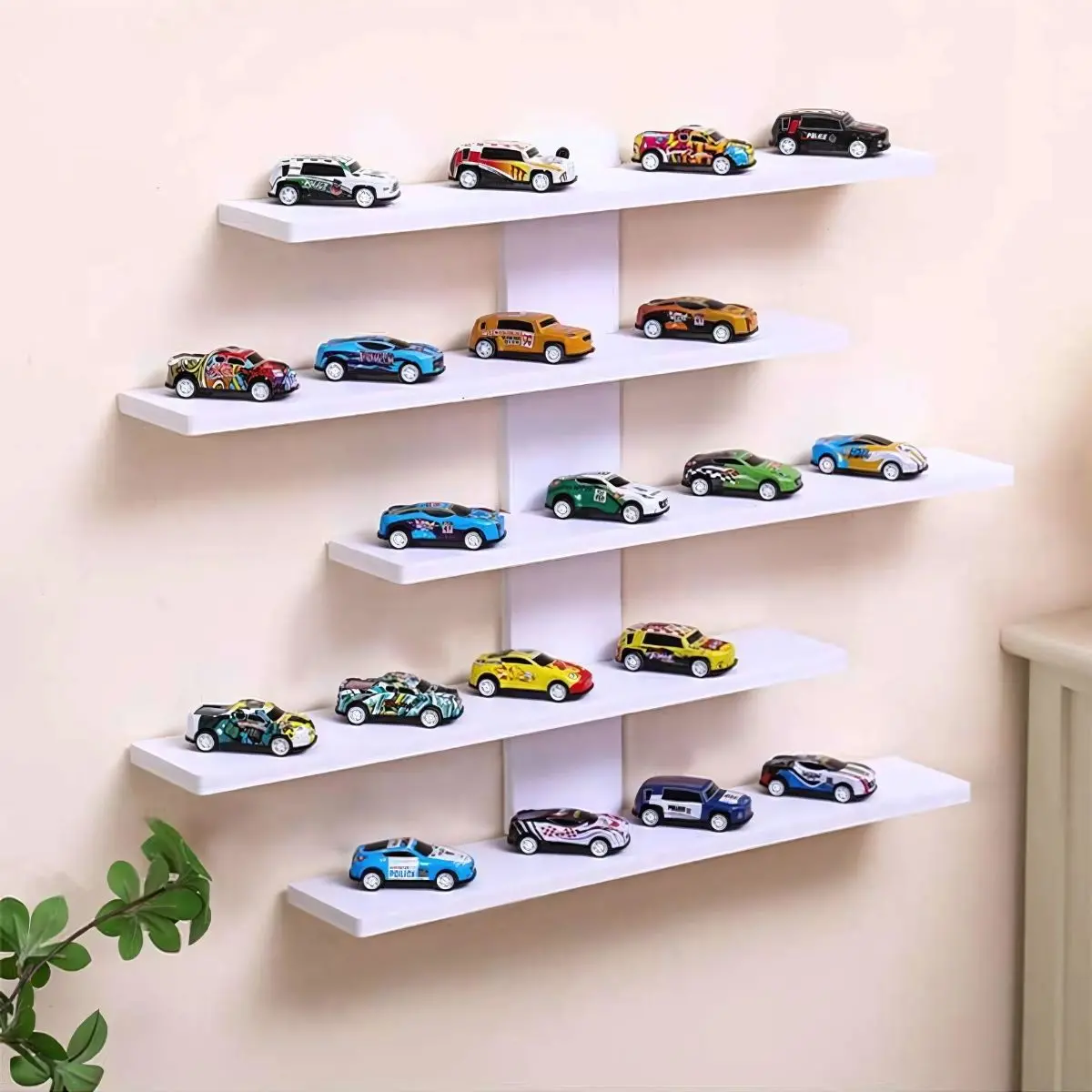 Repisa De Pared De 5 Niveles. Estante Flotante Adhesivo. Tablillas Blancas De 7.2Cm De Profundidad. 2