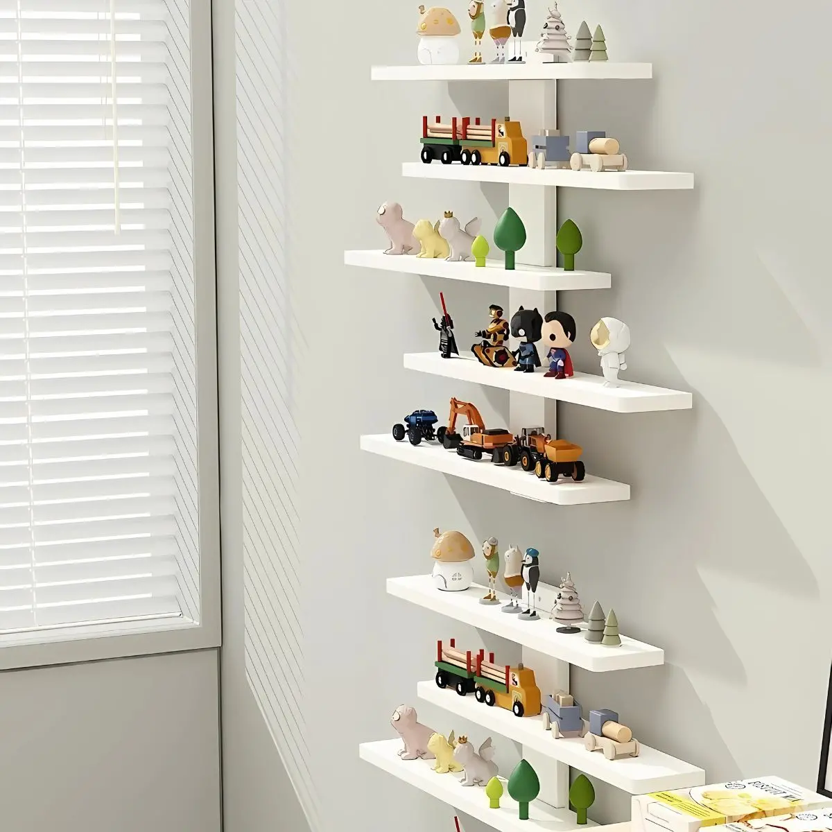 Repisa De Pared De 5 Niveles. Estante Flotante Adhesivo. Tablillas Blancas De 7.2Cm De Profundidad. 1