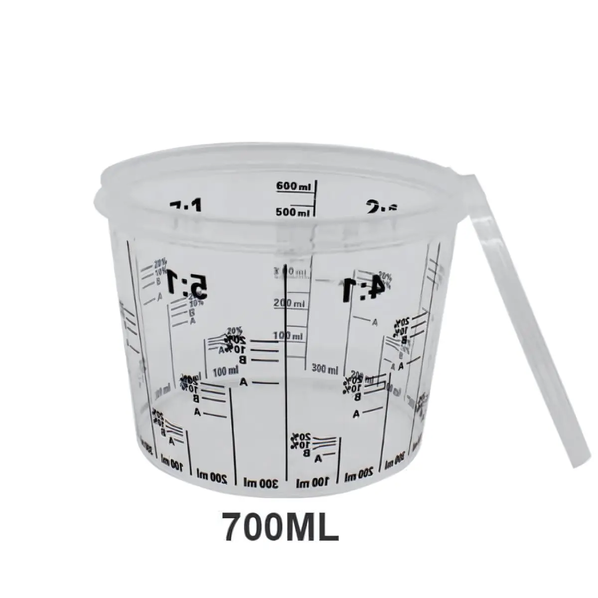Vaso Medidor Para Mezcla De Pintura 700 Ml Con Tapa Plástica. Resistente Con Marcas De Medición. 1