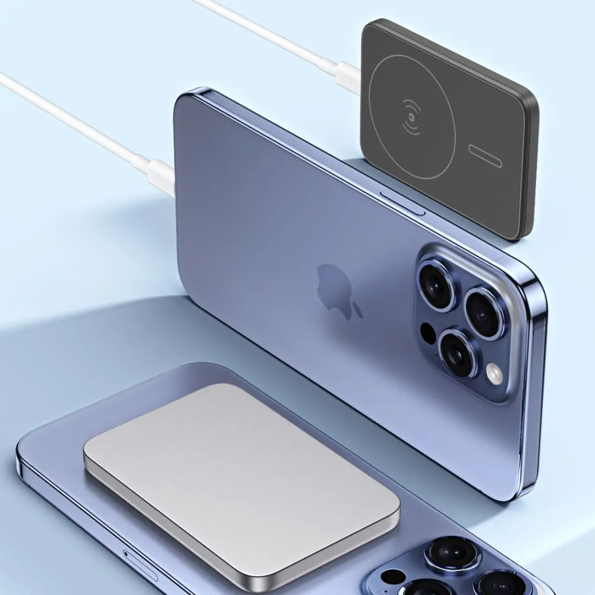 Power Bank Magnético Portátil Gris  10,000Mah 15W Carga Rápida. Ideal Con Android Y Apple. Bateria Cargador Portátil Celular. 1