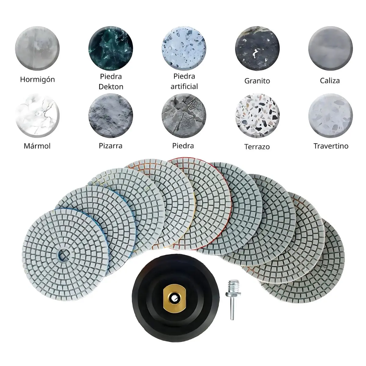 Almohadilla De Pulido De Diamante 4” (100 Mm) – Grano 1000#. Disco De Pulido Seco Y Húmedo Para Mármol, Granito. (Grado Industrial) 2