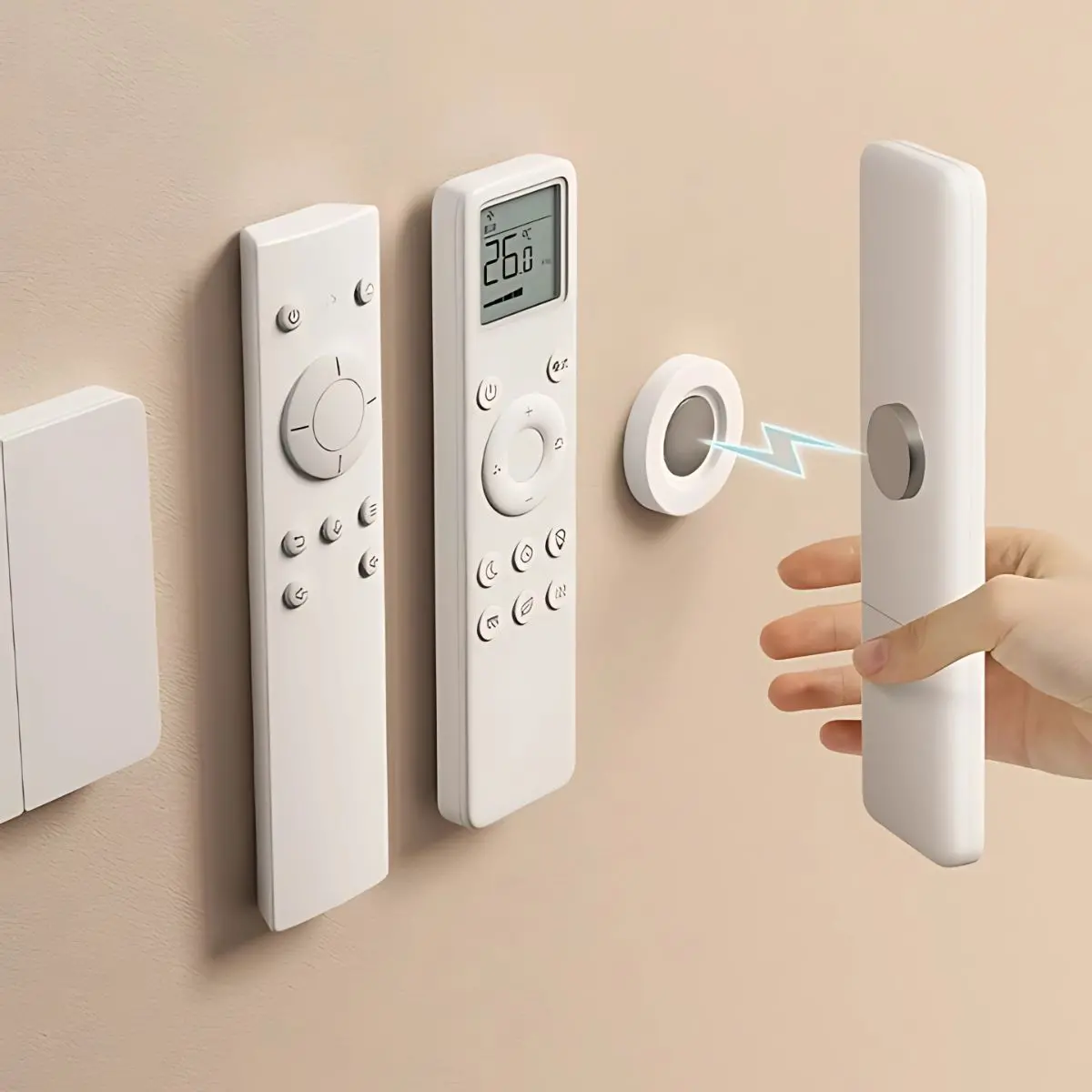 Base Para Control Remoto Soporte Adhesivo De Pared. Base Con Pegatina Doble Contacto Magnética Multiusos. 1