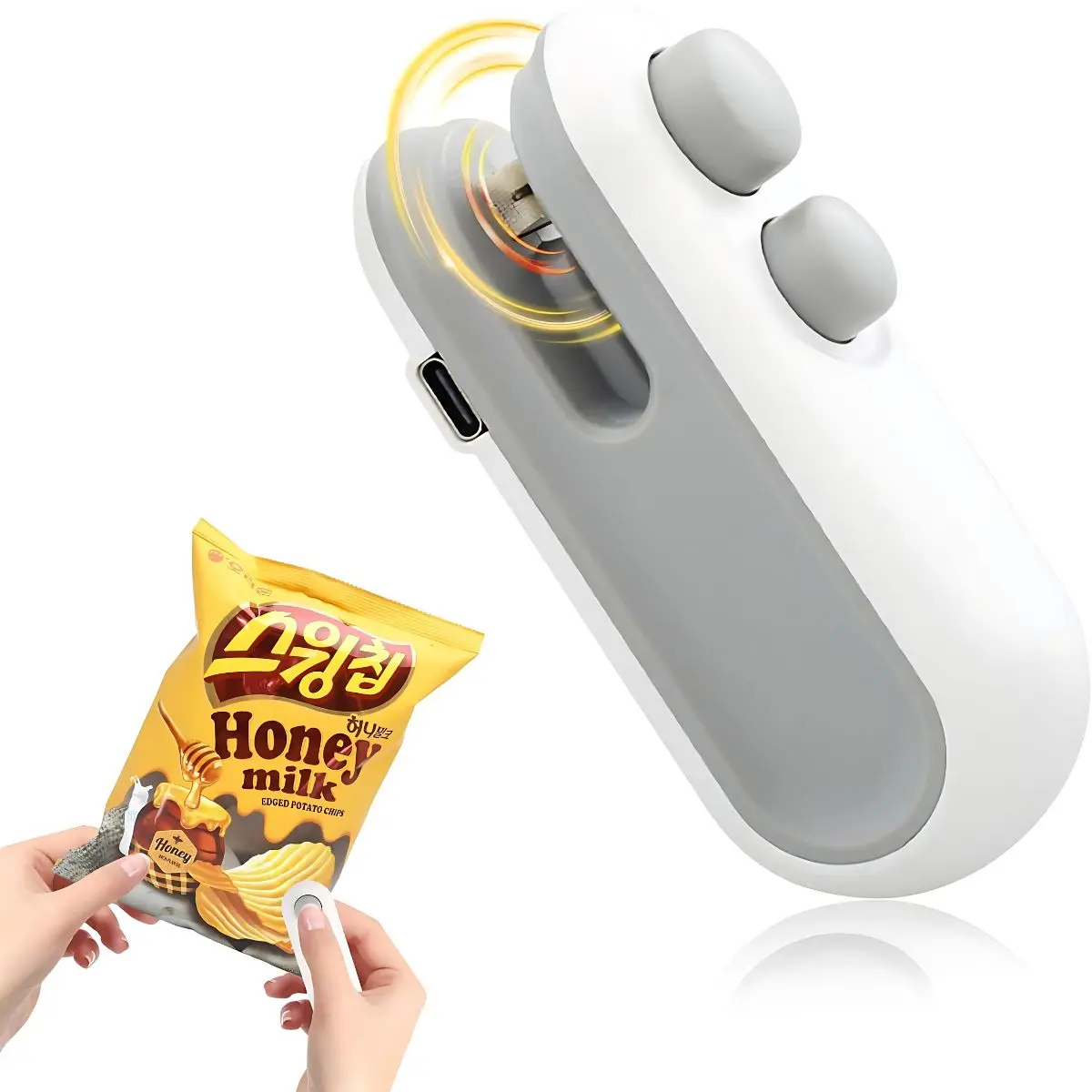 Máquina Selladora De Bolsas Térmicas. Mini Sellador De Bolsas Portátil Con Cuchilla. Cierra Bolsas Eléctrico Usb Tipo-C. Conserva Alimentos Frescos. 1