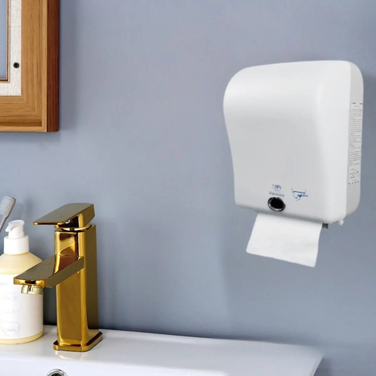 Dispensador Automático De Papel Con Llave Para Pared. Portapapeles Con Sensor Para Baño. Caja De Papel Color Blanco. 1