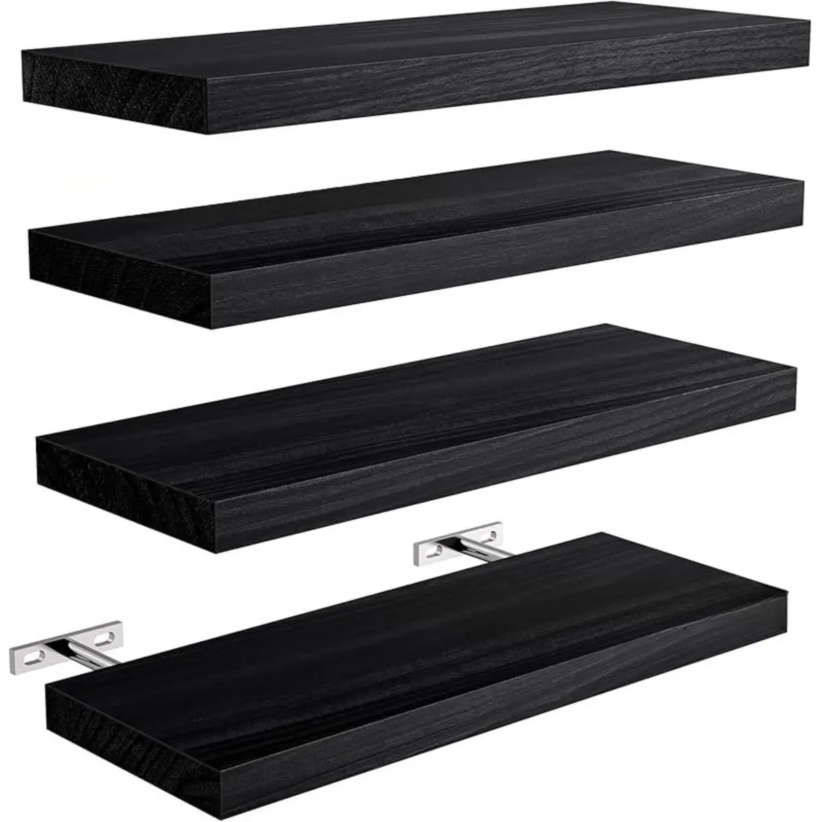 Repisa De Pared Flotantes Color Negro (Set De 4 Piezas). Repisas De Pared. Tablillas De 40X15cm. 1