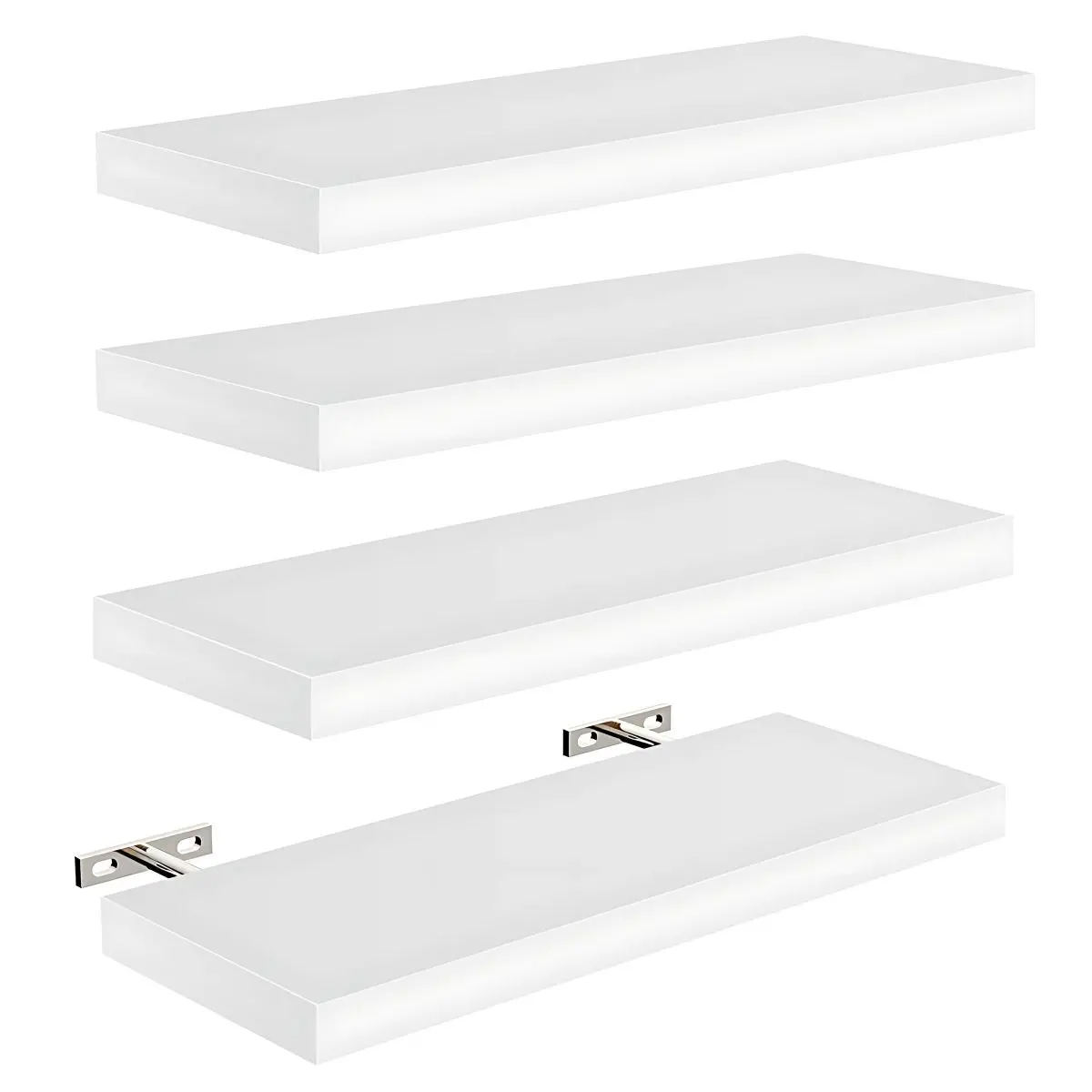 Repisa De Pared  Flotantes Color Blanco (Set De 4 Piezas). Repisas De Pared. Tablillas De 40X15cm. 1