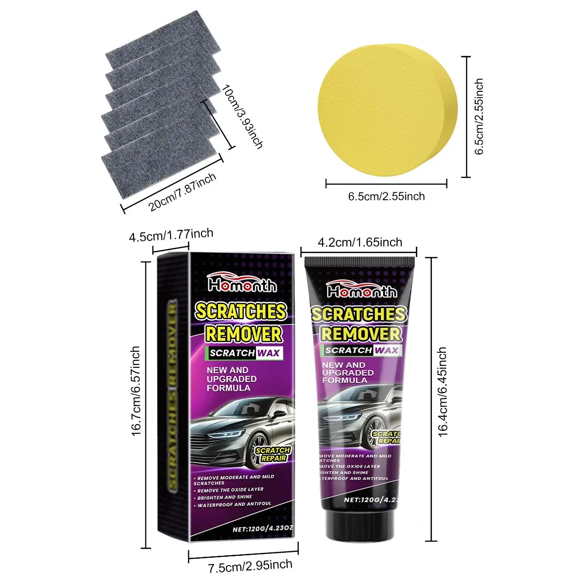 Removedor De Rayones Para Autos 120G Con Paños Y Esponja. Pasta Para Pulir Y Eliminar Rayones De Carros. 1