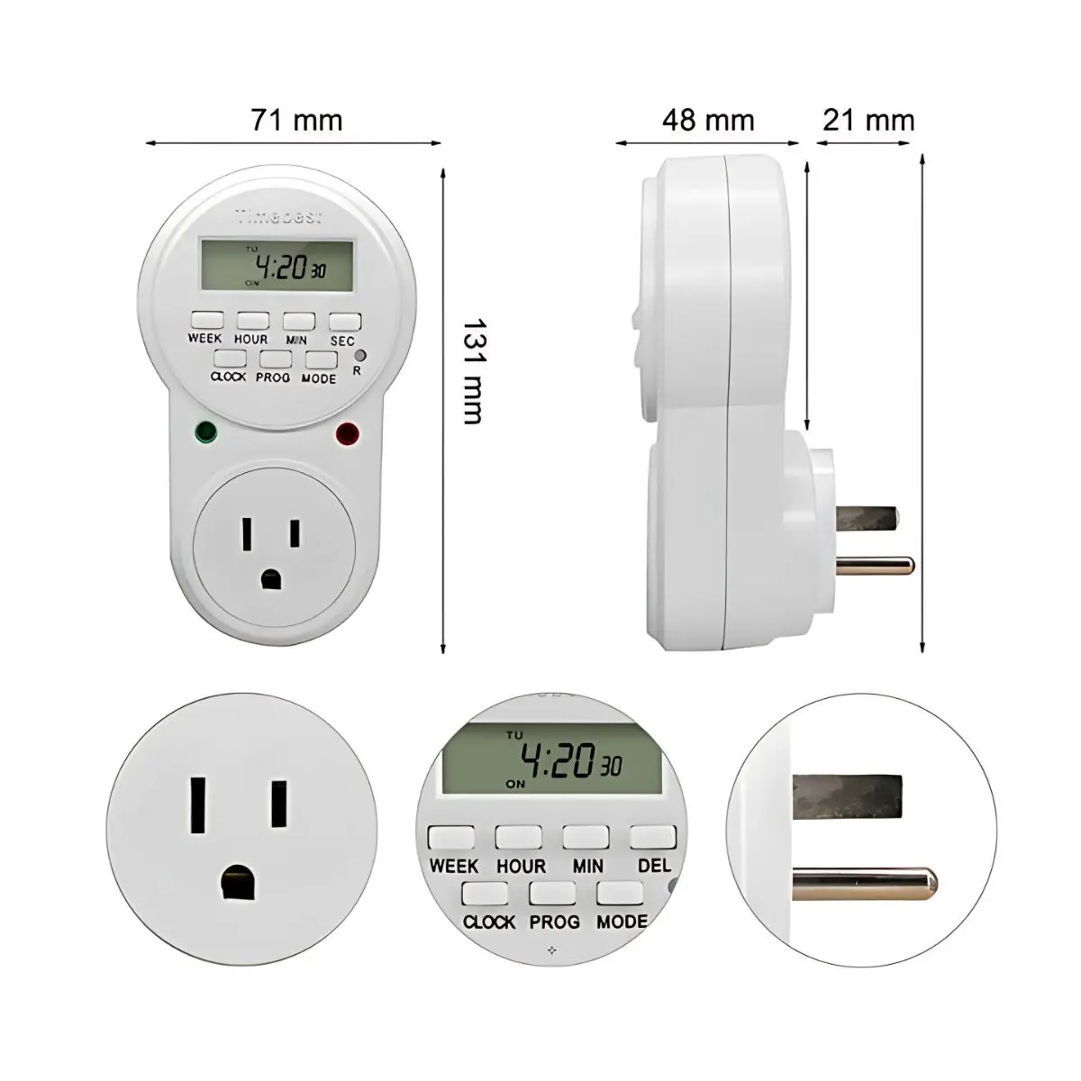 Temporizador Digital Programable Por 7 Días, Tomacorriente Dual Timer Reloj Apagado Automático. Timer 1