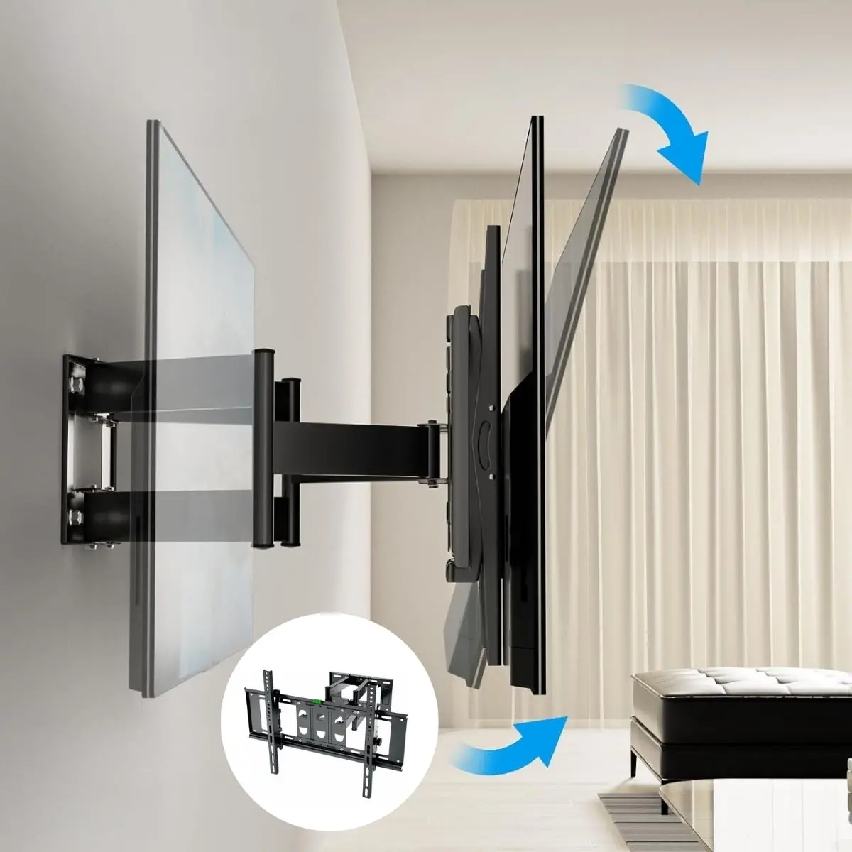 Soporte De Tv Ajustable Para Pantallas De 40-80'' Con Inclinación ±15° Y Vesa 200X200 Hasta 400X600mm. Brazo Doble Telescópico Para Televisor 1
