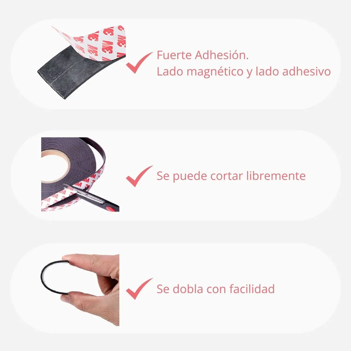Cinta Magnética Adhesiva 3M Flexible. Tape Imantado 2’’ 50 Mm X 2 Mts En Rollo.1.5 Mm Espesor. 2