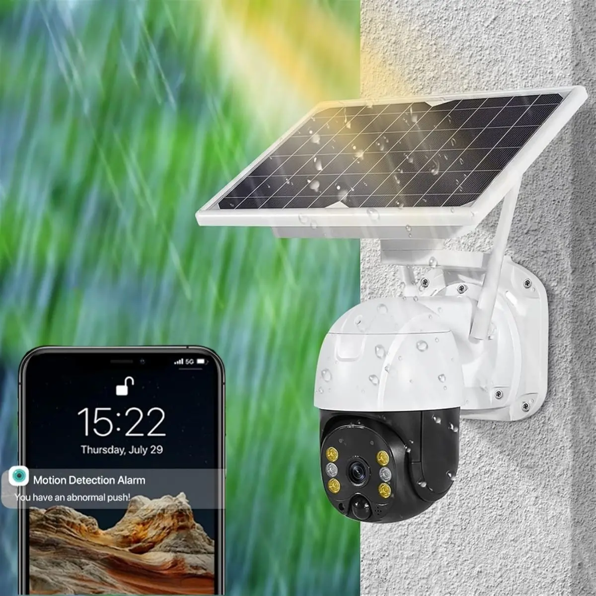Cámara De Seguridad Solar Inalámbrica Wifi. Cámara De Videovigilancia Con Visión Nocturna Y Detección Inteligente A Prueba De Agua. 1