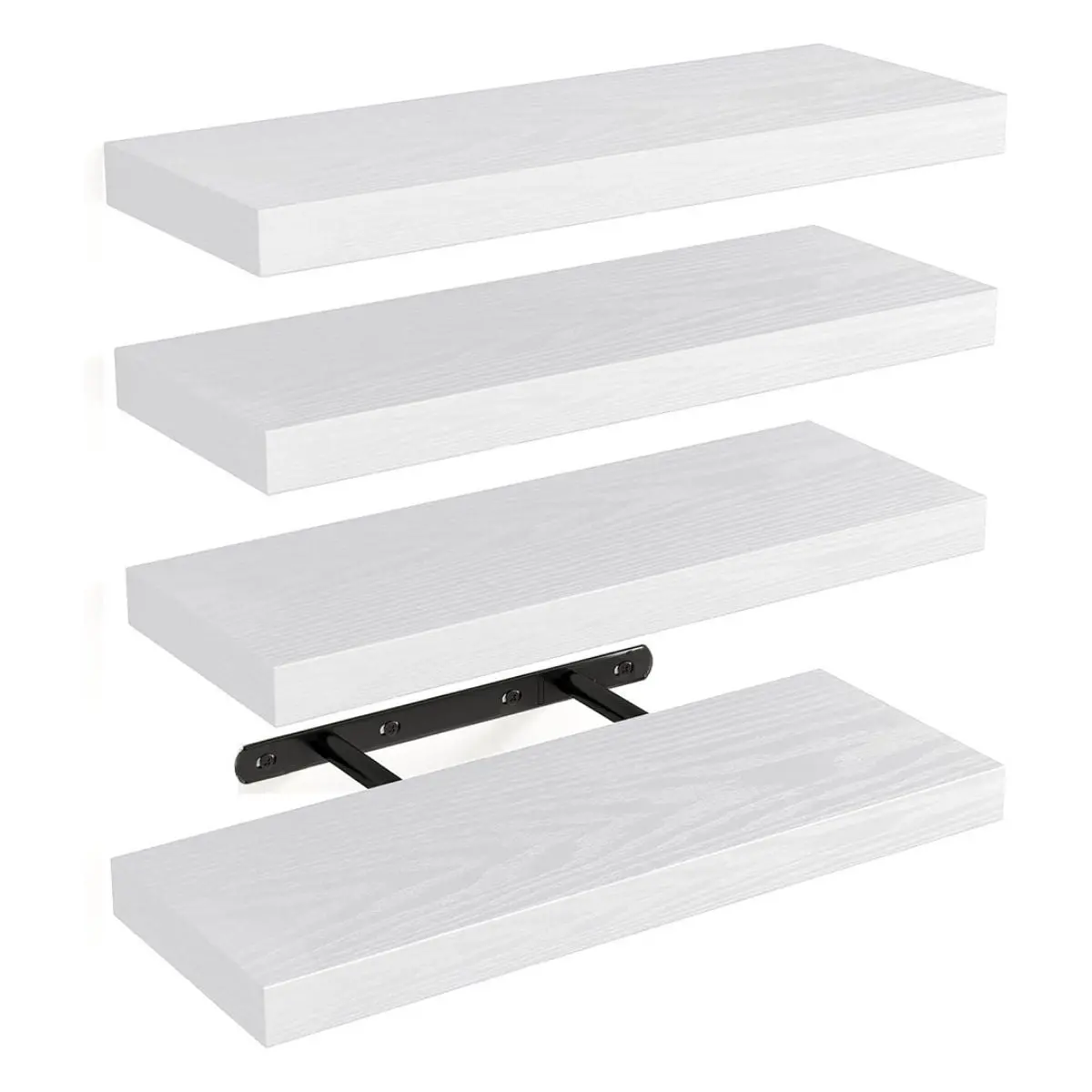 Repisas De Pared (4 Unid.) Set  Estanterías Flotantes Multiuso Para Cocina, Baño, Dormitorio. Color Blanco. 40X14.7X1.5Cm. 1