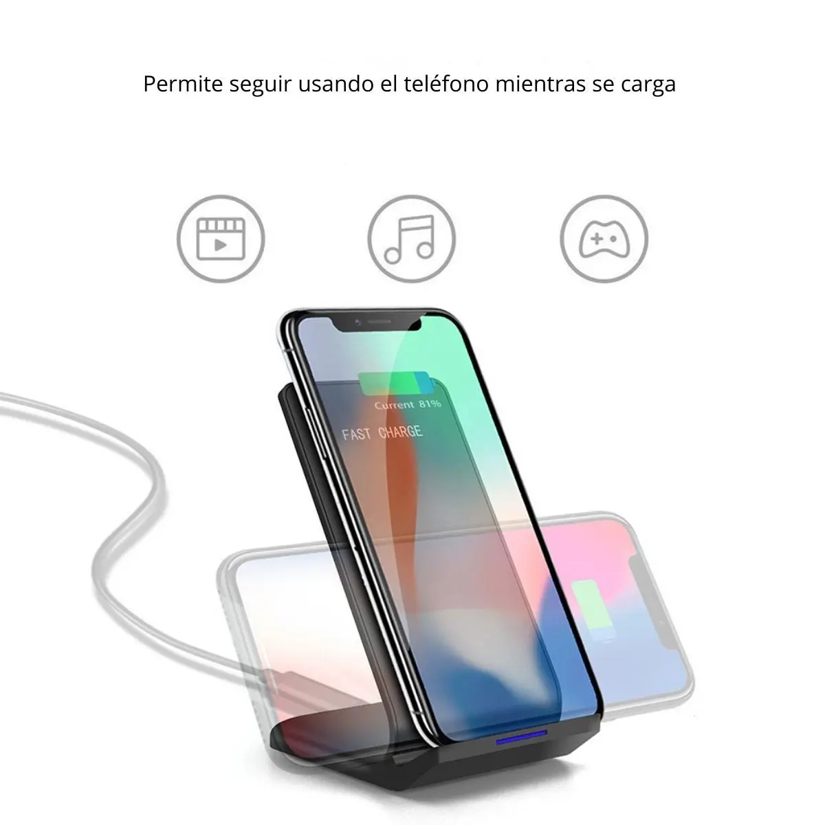 Cargador Inalámbrico Rápido Qi Con Soporte Vertical. 35W 2