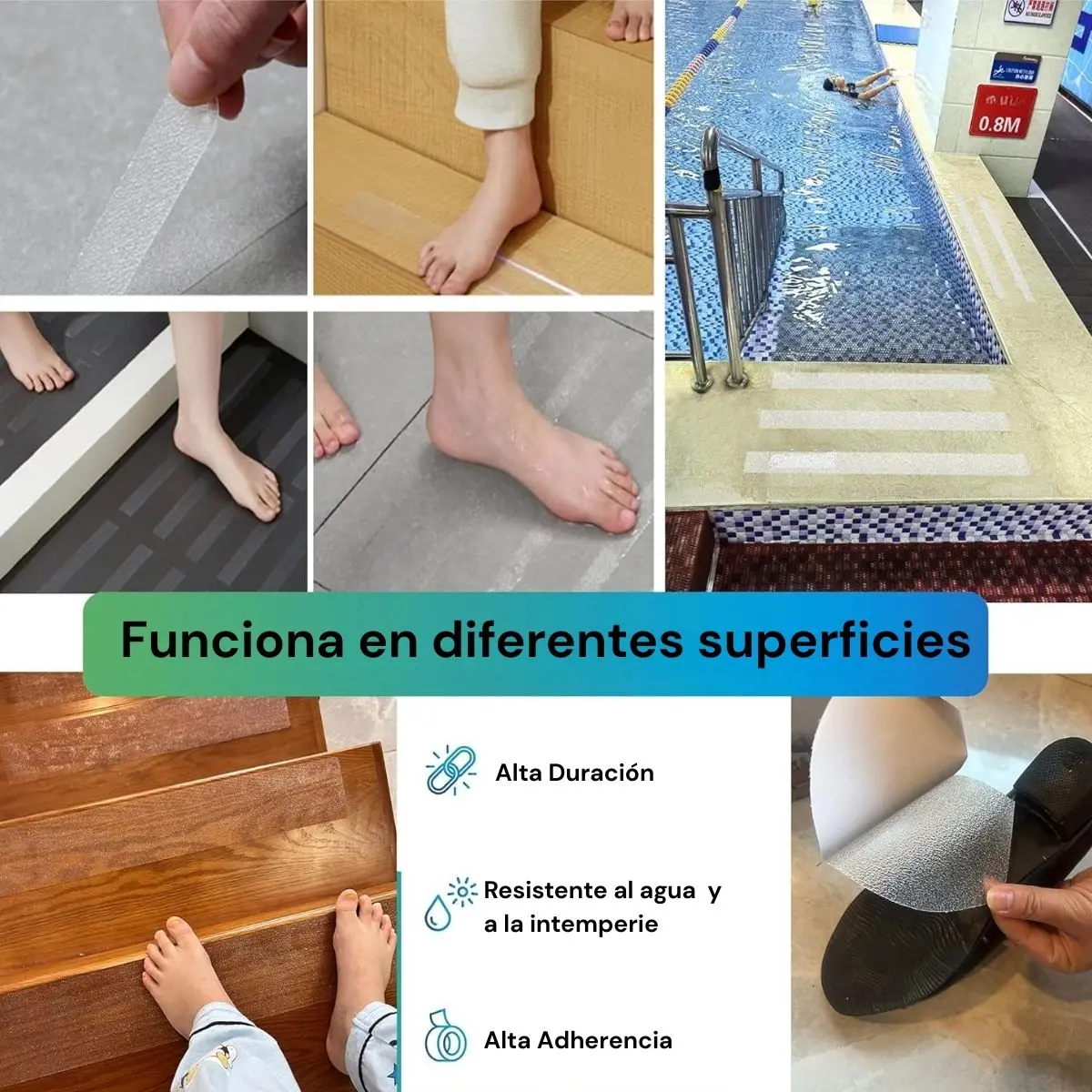 Cinta Antideslizante Antiderrapante Transparente Adhesiva Impermeable De Seguridad 5Cm X 5M Para Pisos 2
