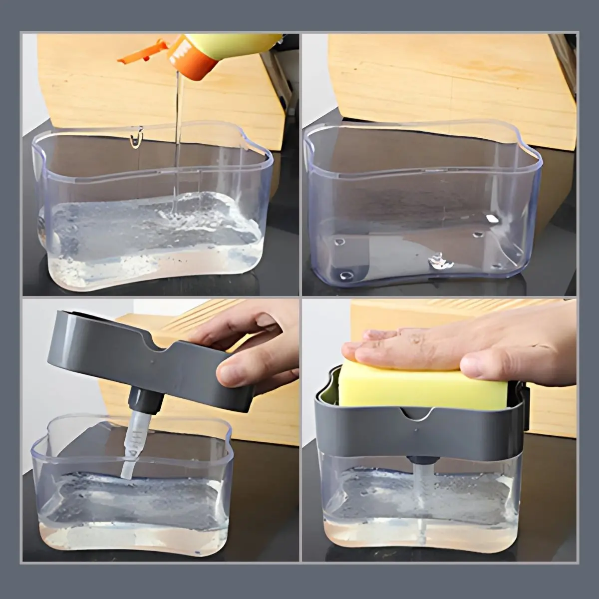 Dispensador De Jabón Con Soporte Para Esponja Para Fregador 2