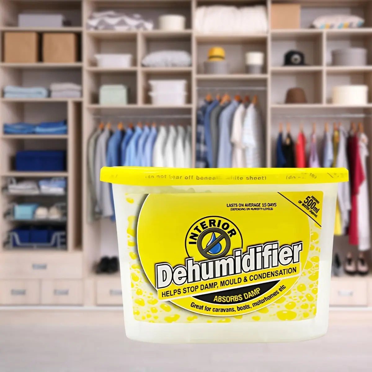 Deshumidificador Aromático (Limón) Antihongos Ideal Para Closets, Armarios, Cuartos Y Baños. Extractor De Humedad. 500 Ml 1