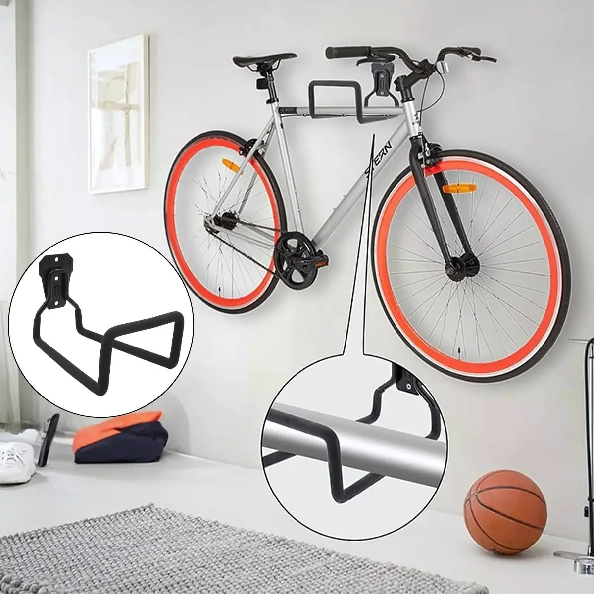 Gancho De Soporte Pared Metálico Multiusos Antideslizante. 19.6X12.5.13 Cm Bicicletas Y Otros Usos Etc 1