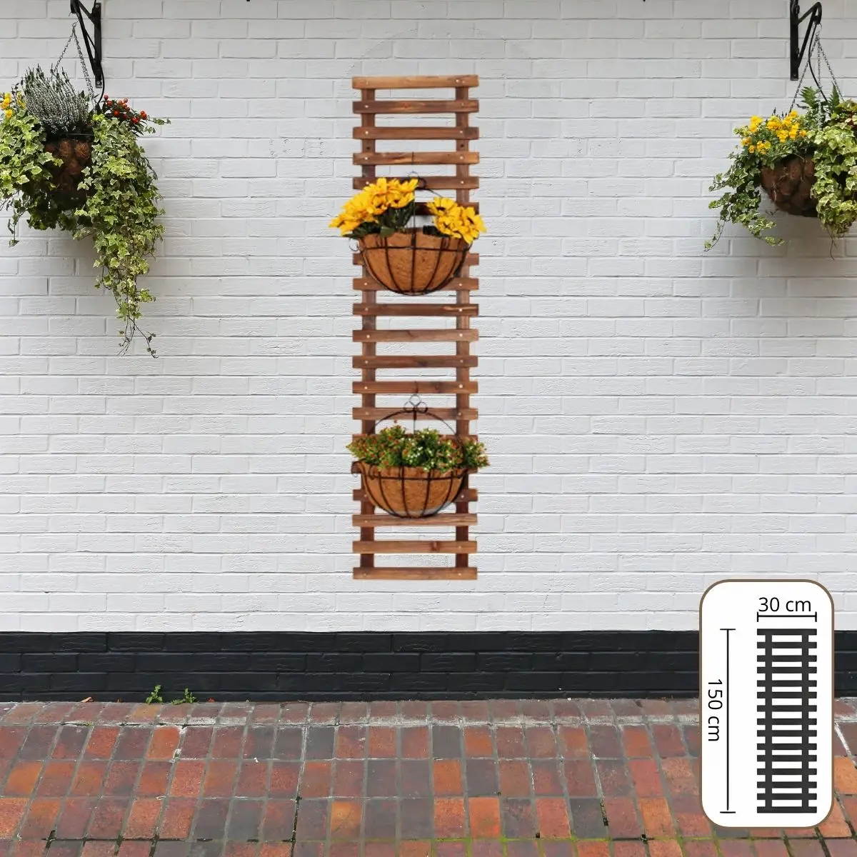 Estante De Pared Para Plantas. Soporte Colgante Multifuncional De Madera Carbonizada. Perchero Para Colgar Helechos. 30X150 Cm 1