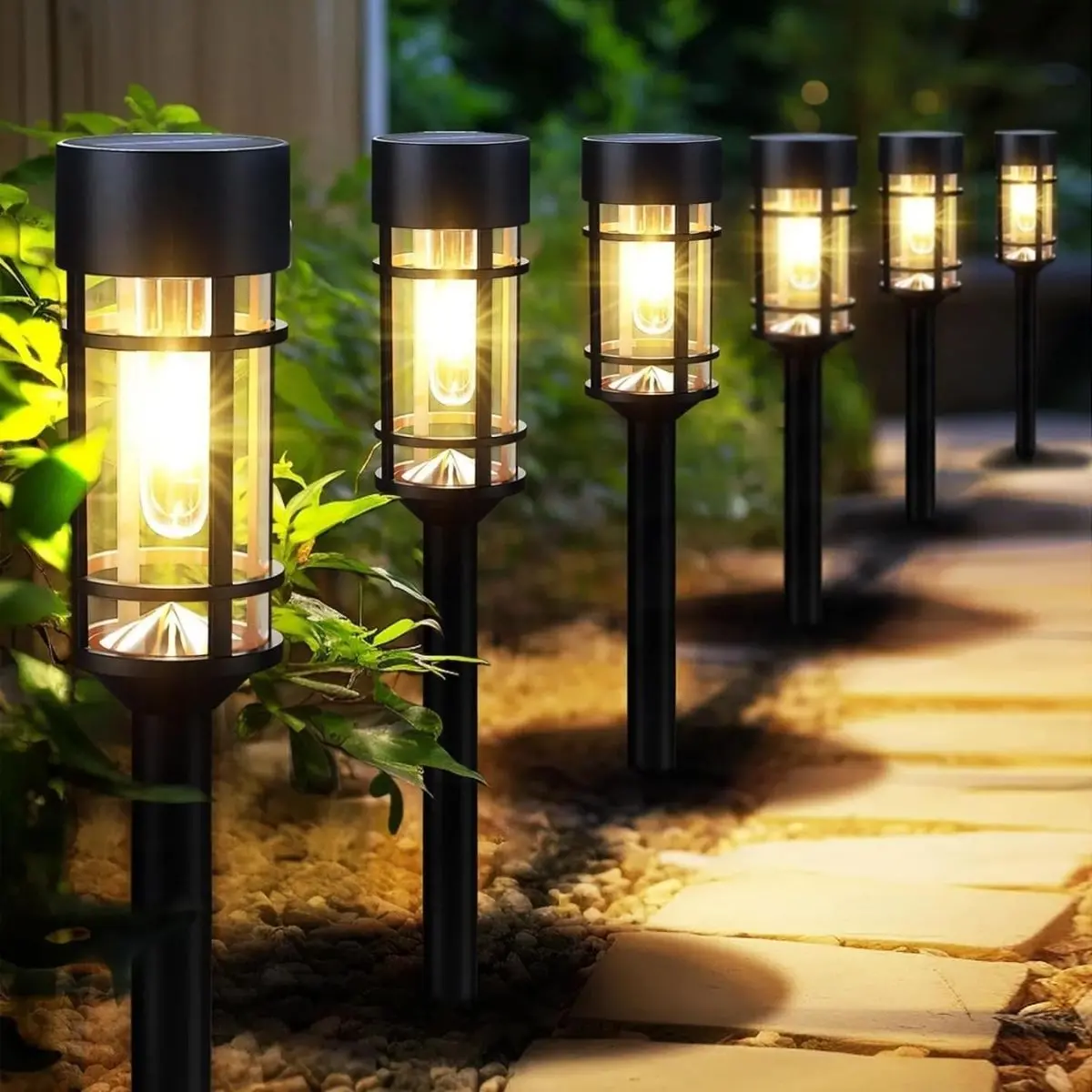 Lámpara Estaca Solar Led Para Jardín. Reflector Exterior Con Panel Solar Integrado. 54.6 Cm Alto. Batería Recargable De 900 Mah. 1