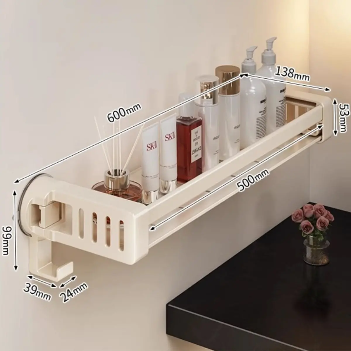 Repisas De Aluminio Con Ventosa Para Baño. Estante Flotante De Ducha. 2