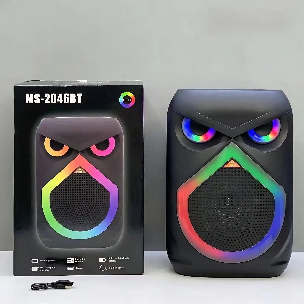 Bocina Bluetooth Portátil Con Luces Led Rgb. Puerto Usb-C. Batería Recargable. 12W. Speaker 26X38x23.5 Cm 1
