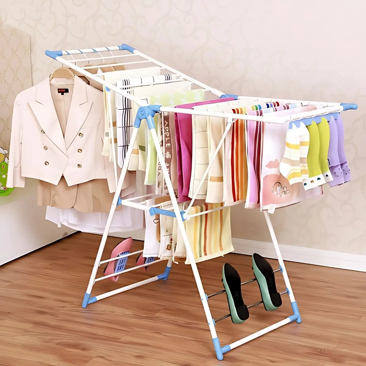 Tendedero De Ropa Plegable Portátil. Rack Para Ropa Para Interiores Y Exteriores. 133 X 95.5 X 58 Cm 1