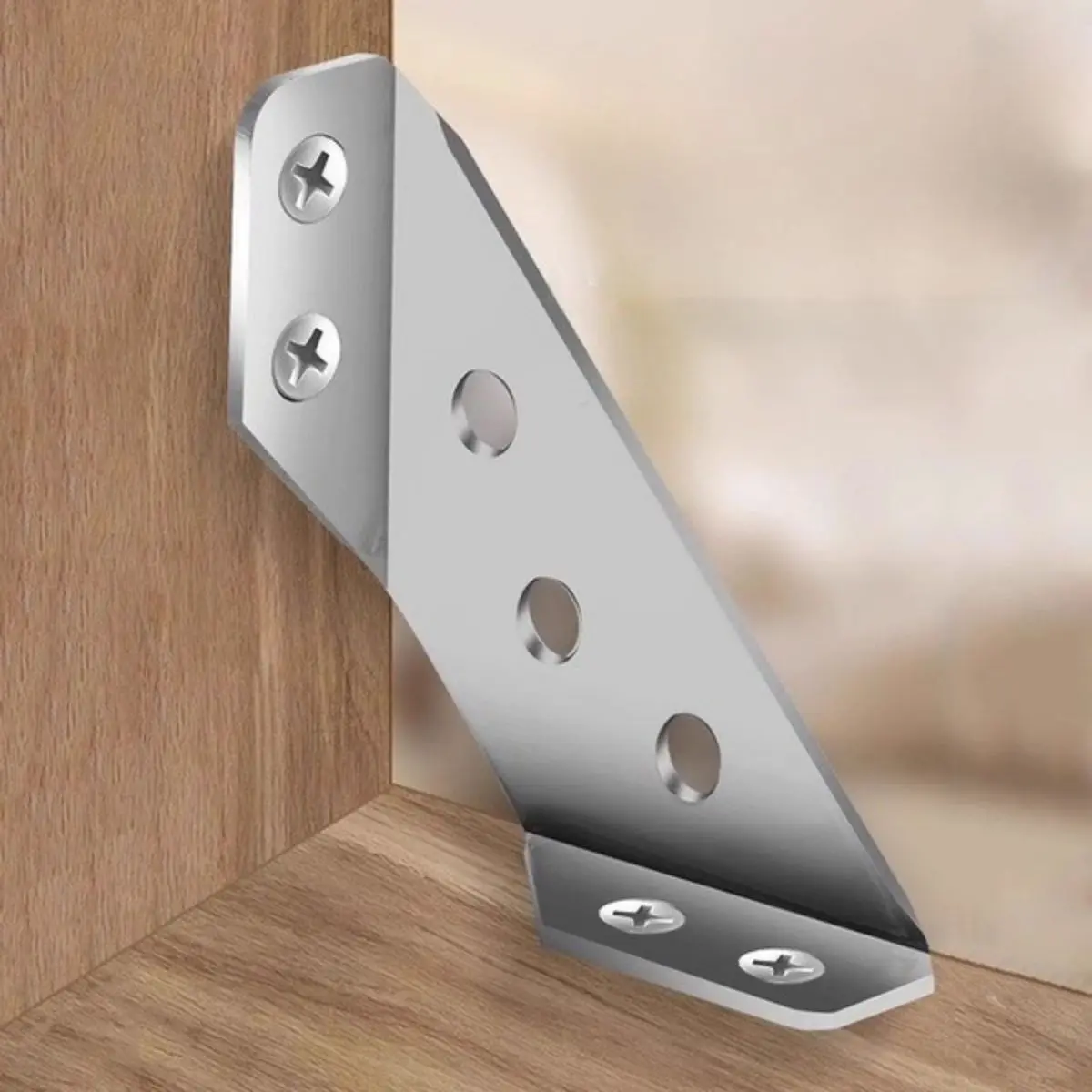 Escuadra De Refuerzo 90º En Acero Inoxidable Para Muebles Y Estanterías. 2.5" (6.5Cm). Color Plateado. Angulo Escuadra De Esquina. Espesor 2.0 Mm 1