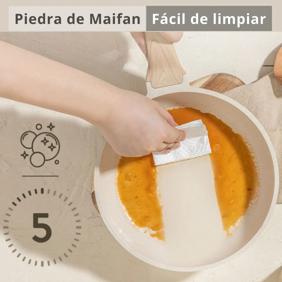Ollas, Sartenes Y Cacerolas Antiadherentes De Piedra De Maifan. Juego De Ollas De Granito Blanco (18,20,24,24,28 Y 28 Cm) 100% Libre De Teflón. 2