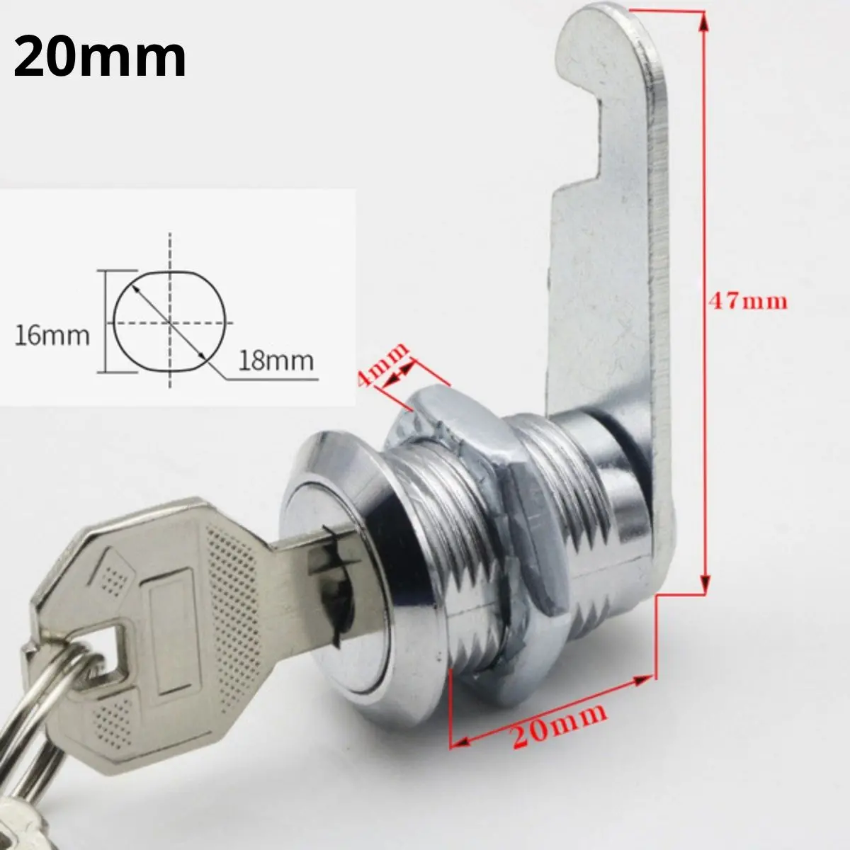 Cerradura De Leva Para Gavetas Gabinetes Muebles  Con 2 Llaves De Metal Para Buzón De Puerta, Caja De Herramientas, Casilleros, Muebles Y Cajones. 0.8” (20Mm) 1