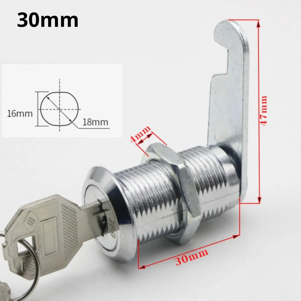 Cerradura De Leva Para Gavetas Gabinetes Muebles  Con 2 Llaves De Metal Para Buzón De Puerta, Caja De Herramientas, Casilleros, Muebles Y Cajones. 1.2” (30Mm) 1
