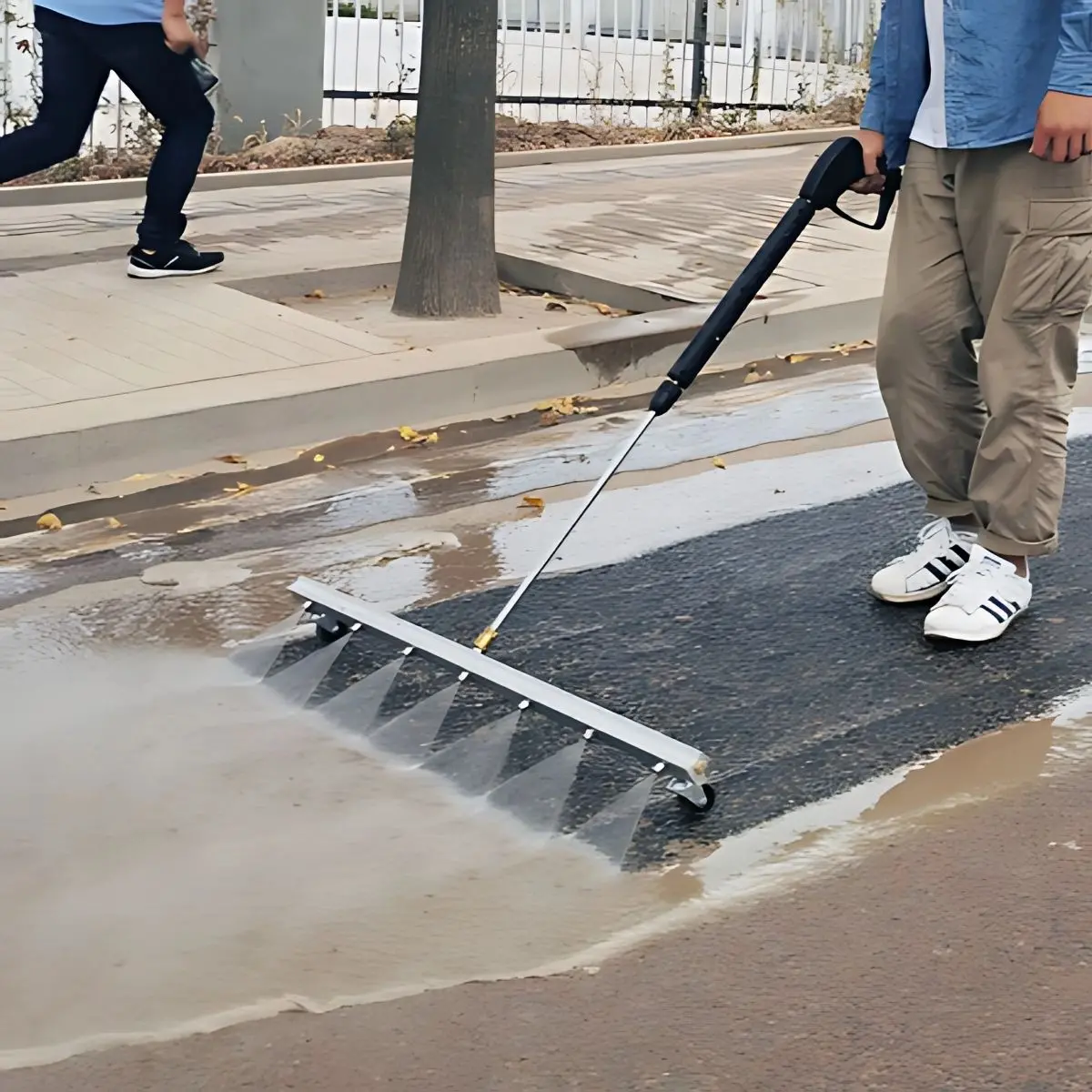 Escoba De Agua Limpiador De Superficies Para Limpiar Áreas Planas Como Aceras Y Calzadas. Alta Presión De 7 Boquillas Conector 1⁄4" Varilla Y Extensores. Accesorio Hidrolavadoras De 39.4" (1M). 1