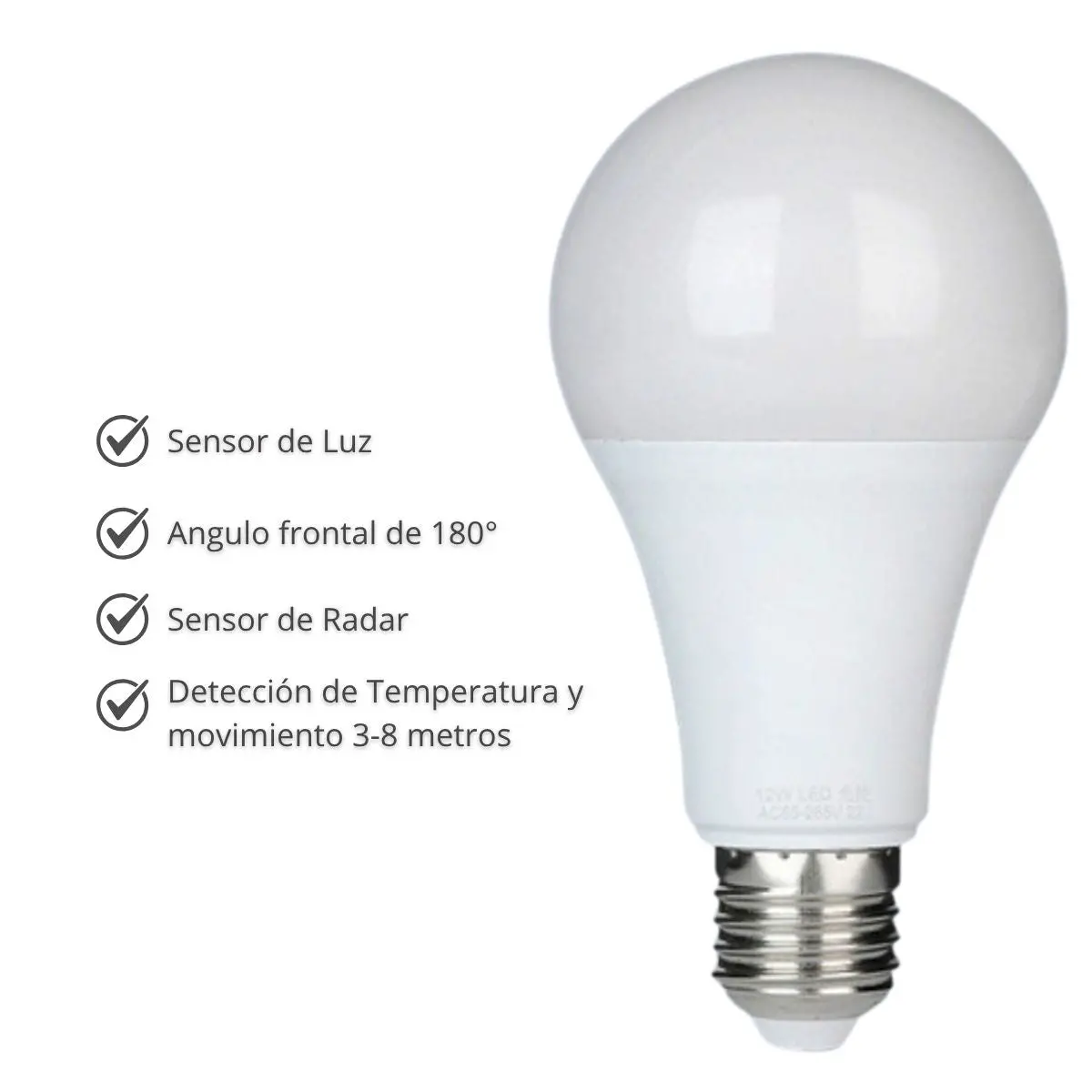 Foco Led Con Sensor De Luz Fotocelda Automático E27. Bombillo Con Sensor De Movimiento Ideal Para Exteriores, Pasillos, Garajes, Patios, Entradas. 9W 1