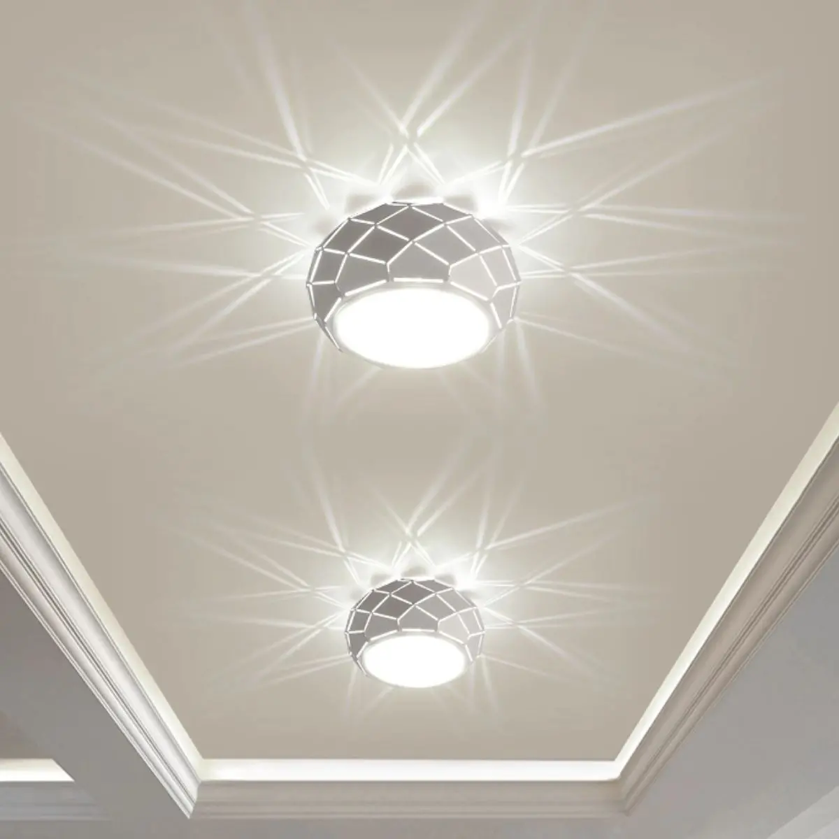 Lámpara Led De Techo Con Efecto Decorativo De Luz Geométrica. 5W. 6.2” (16Cm) Luz Blanca 1