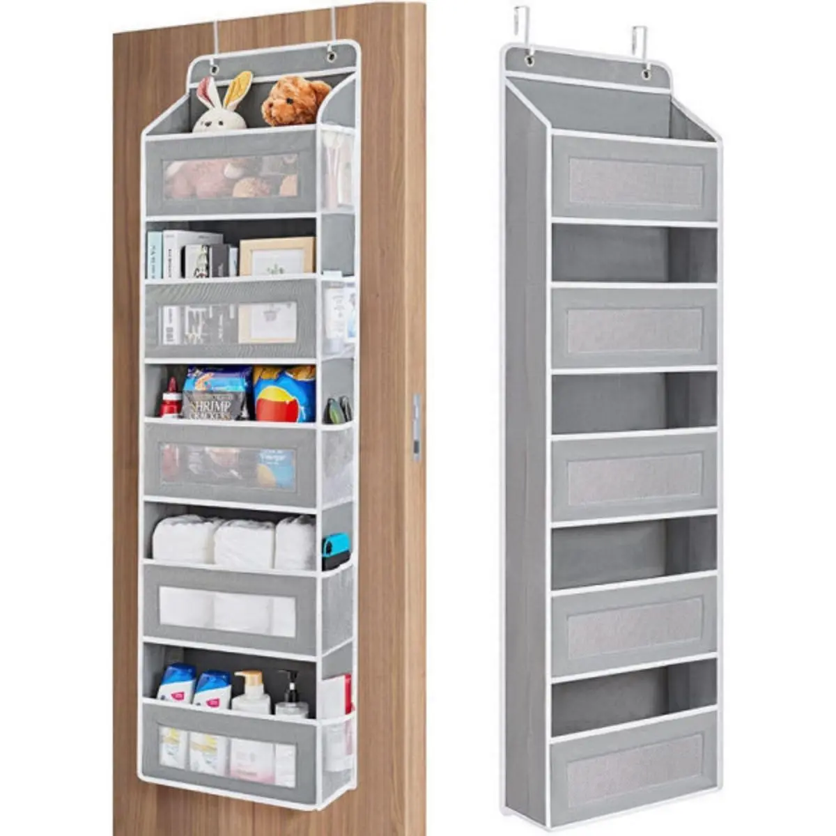 Organizador Colgante De Puerta Con Bolsillos Multiusos Para Baño, Cocina Y Habitación. 57.8” Largo X 15.7" Ancho. 5 Niveles Color Gris 1