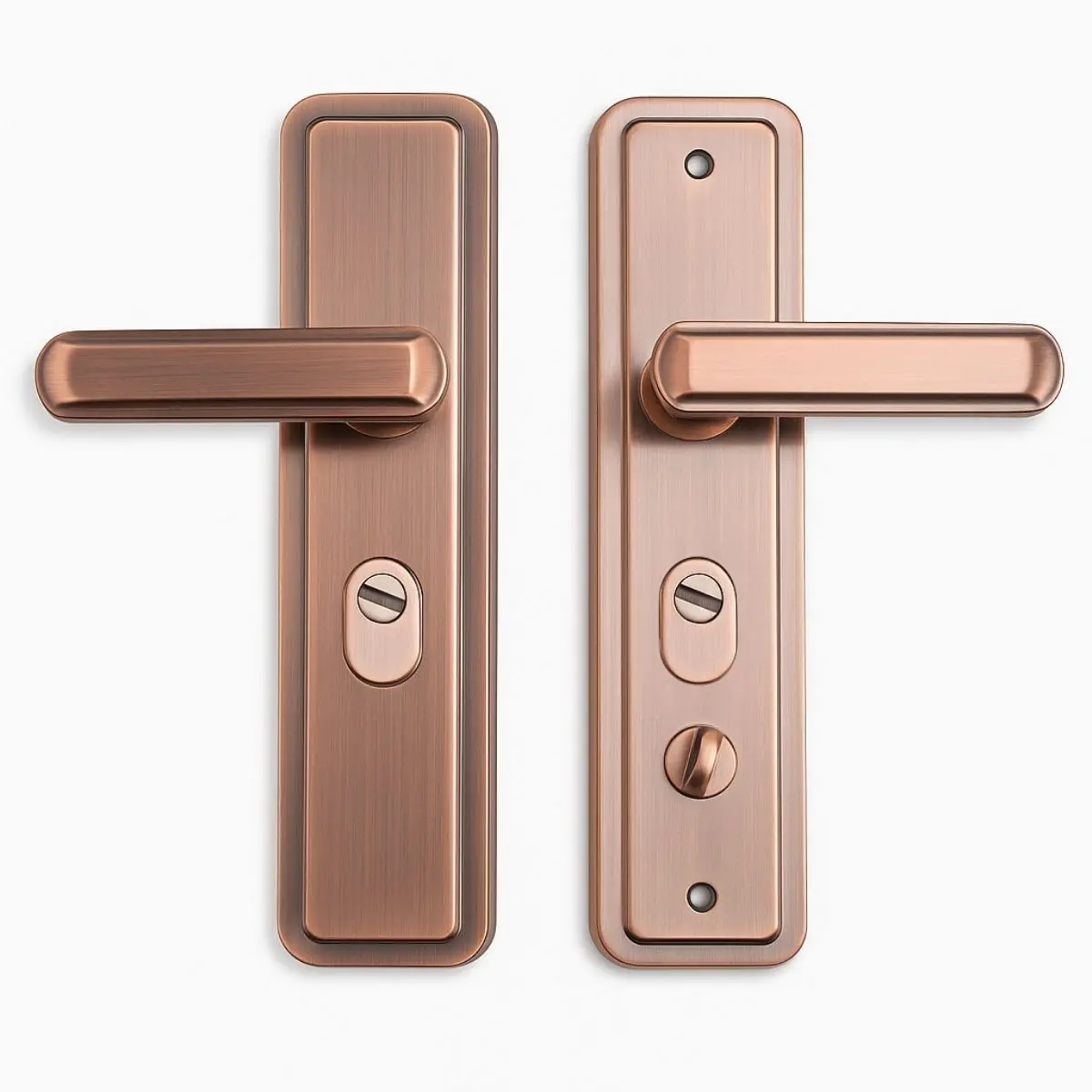 Manija (Chapa) De Puerta De Doble Tracción. Tirador Doble Resorte Con Placa De Acero Inoxidable 280X70mm. Distancia Entre Orificios 235Mm. Bronce (No Incluye Cerradura) 1