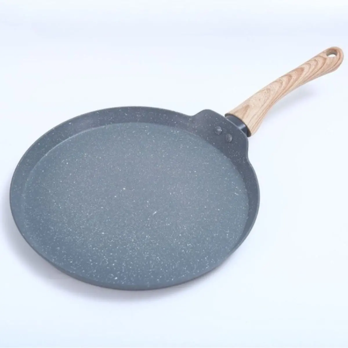 Sartén Plano Tipo Antiadherente De Piedra Maifan Con Mango Imitación Madera. 10” (26 Cm). Color Gris. 1