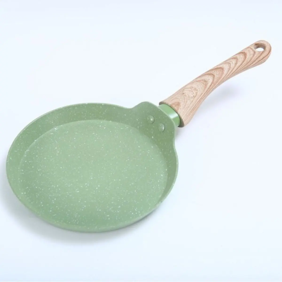 Sartén Plano Tipo Antiadherente De Piedra Maifan Con Mango Imitación Madera. 10” (26 Cm). Color Verde. 1