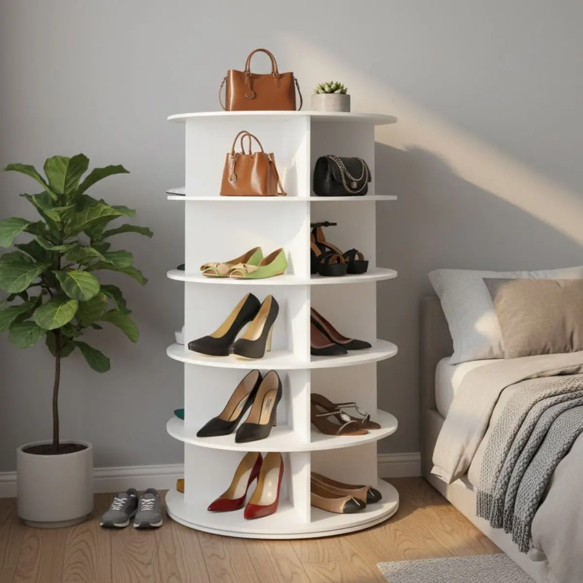 Organizador Multifuncional Giratorio De 5 Niveles. Mueble Zapatero Redondo De Almacenamiento. Estante Giratorio.  Zapatos 1