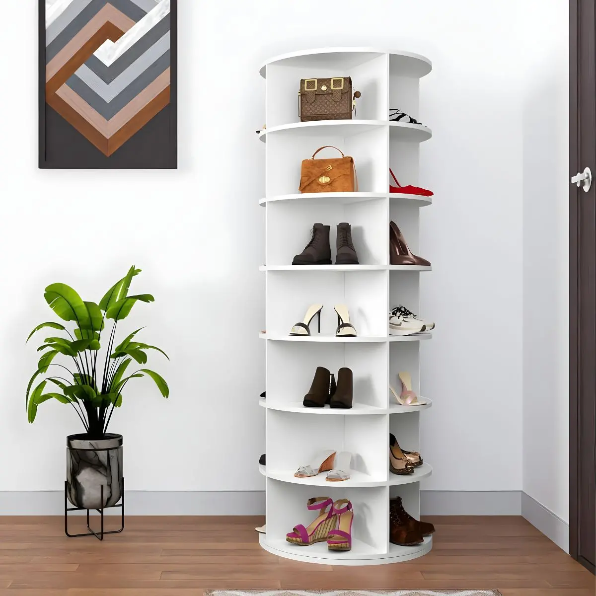 Organizador Multifuncional Giratorio De 7 Niveles. Mueble Zapatero Redondo De Almacenamiento. Estante Giratorio. Zapatos 1