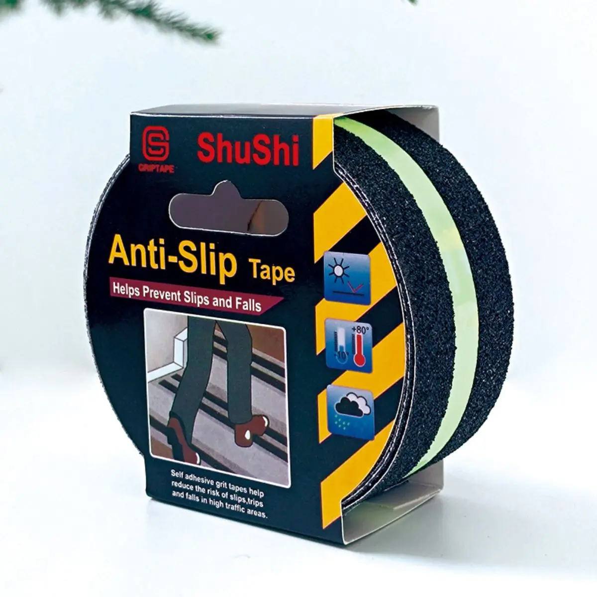 Cinta Antideslizante Fluorescente Luminosa (5 Metros). Cinta De Seguridad Adhesiva Para Escaleras Y Pisos Con Brillo. Tape De 2". 1