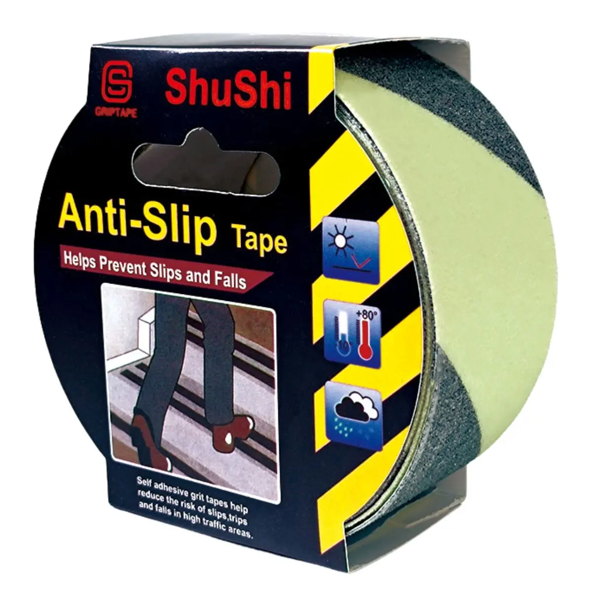 Cinta Antideslizante Reflectiva Luminosa Fluorescente (5 Metros). Cinta De Seguridad Adhesiva Para Escaleras Y Superficies. Tape De 2". 1