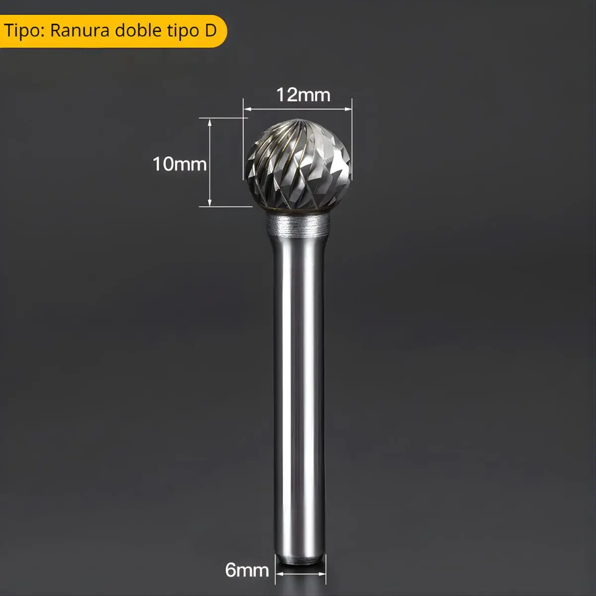 Fresa Lima Rotativa De Carburo Tipo Esfera Doble Corte Para Mototool. Vástago 6Mm. Cabeza 12Mm. 2