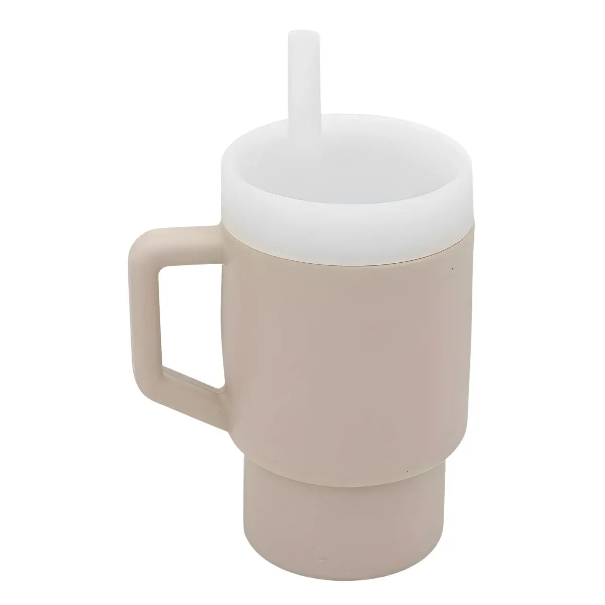 Vaso De Silicón Con Carrizo 310 Ml. Botella De Agua Antiderrame Para Niños. Color Chocolate Claro. 1