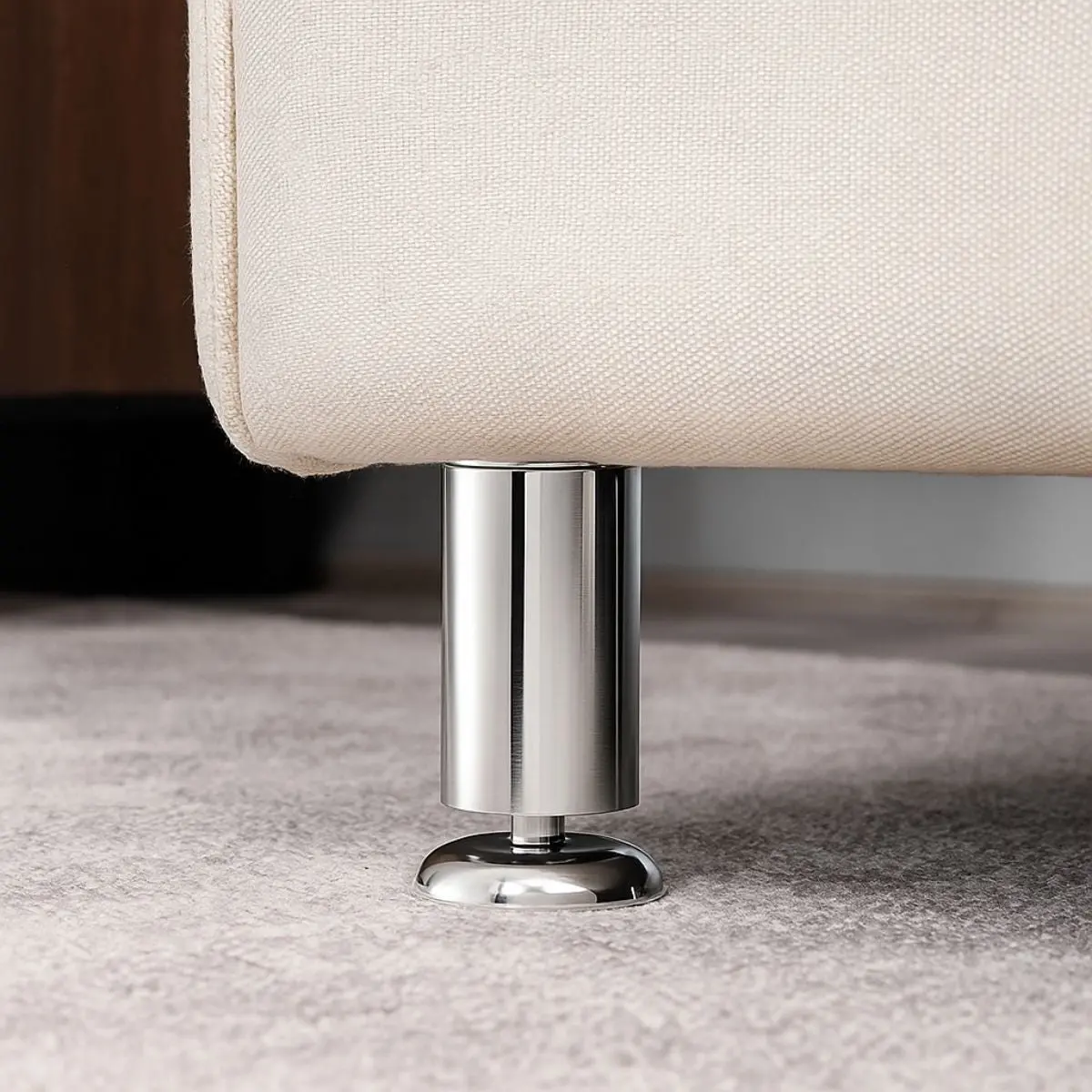 Patas De Muebles Niveladores Ajustables De Acero Inoxidable 10 Cm (3.9”) Pie Para Sofás, Camas, Muebles De Cocina Y Armarios. Color Plateado. Incluye Tornillos. (1 Und) 1