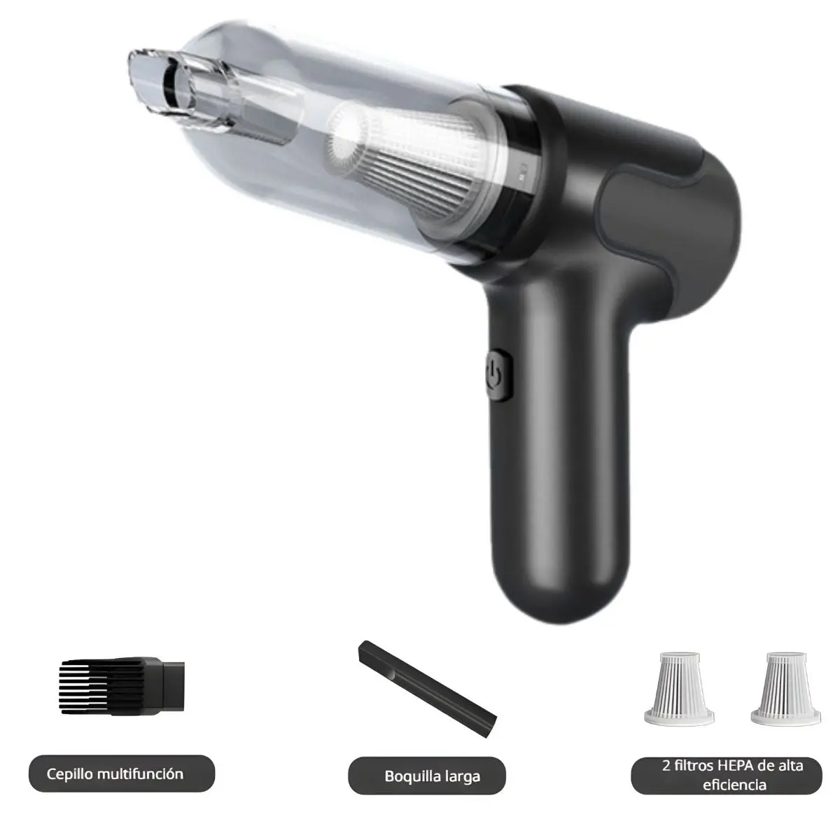 Aspiradora Portátil Inteligente De Mano Recargable Con Motor Brushless Alemán, Batería Tipo Tesla, 2 Filtros Hepa H13 De Carga Rápida Tipo-C. 2