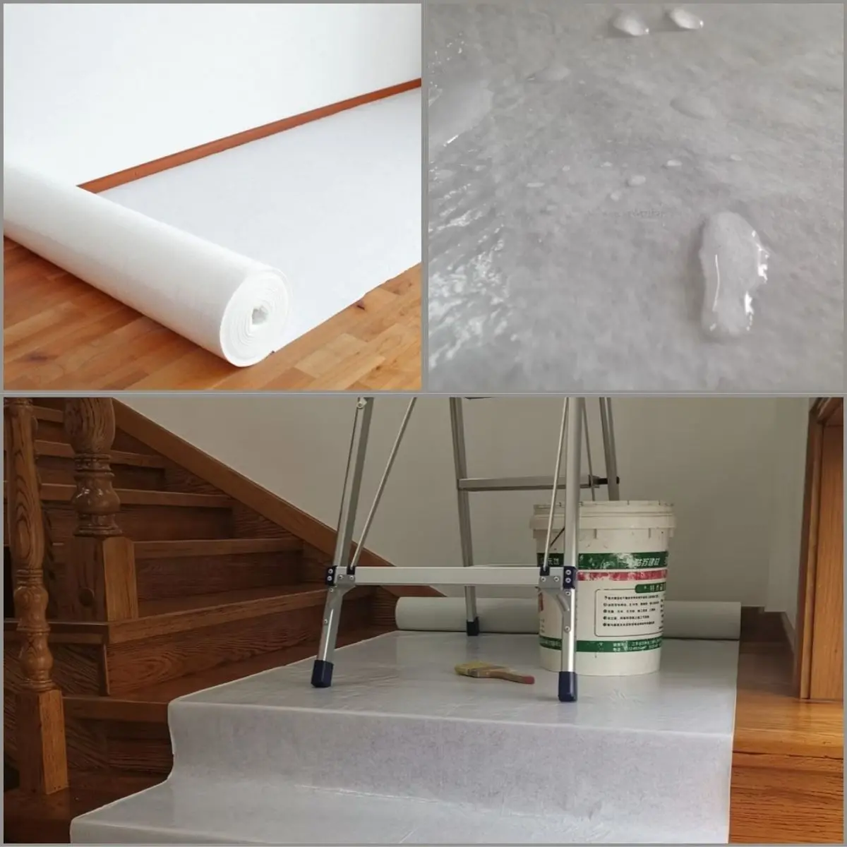 Rollo Plastico Protector De Piso Autoadhesivo Acolchado Antiderrame Color Blanco Rollo De 39.4X 984.3" (1X25m) De Pe. Lana Sintética Antideslizante Y Autoadhesiva. 1